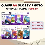 Quaff A4 Glossy Photo Inkjet Sticker Paper 90gsm