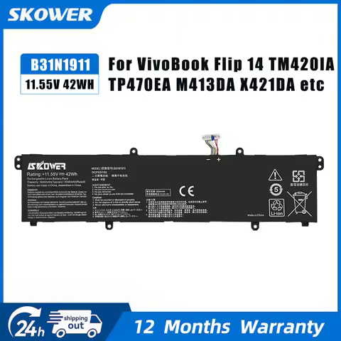 SKOWER Laptop Battery For ASUS VivoBook Flip 14 TM420IA TP470EA M413DA-EK162T EK007T X421DA X421EA B