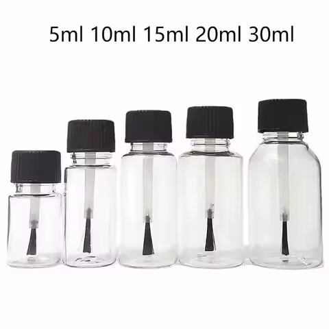 5/10Pcs 5ml 10ml 15ml 20ml 30ml Plastic Nail Polish Bottles Empty Cosmetic Containers Clear Liquid S