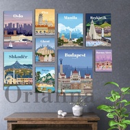 Cetakan Seni Poster Perjalanan Bandar - Suva, Reykjavik, Ghent, Pisa, Hannover, Shkoder, Machu, Buda