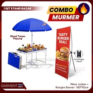 SETBANNER - Portable Folding Table Package X-Banner Pole Frame Sales Bazaar Outdoor Indoor Booth Eve