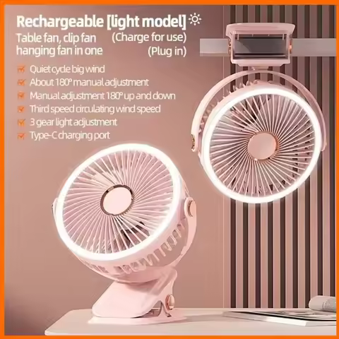 USB Rechargeable Table Fan Clip-on Type Portable Mini Desk Fan 360 Degree Rotation Adjustable Clip-o