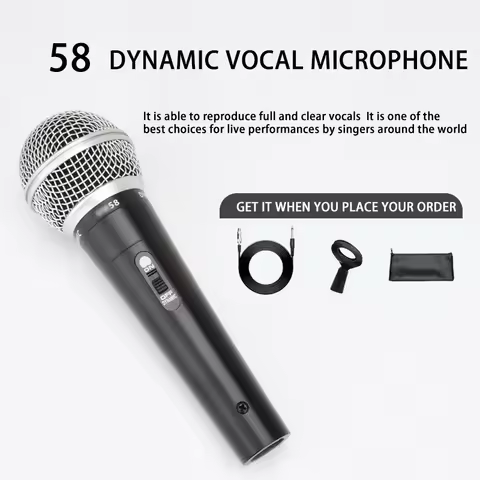 Top-quality metal dynamic vocal microphone 58S, suitable for Shure SM58 karaoke/B-Box/stage/band Ins