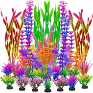 Hiasan Akuarium Berwarna-warni, Dekorasi Tumbuhan Plastik Buatan untuk Akuarium Besar, Aksesori Akua