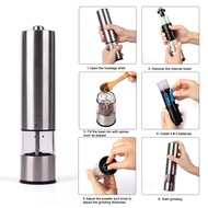 Cayenne Pepper Grinder Electric Grinder Electric Salt Pepper Grinder Set with Adjustable Coarseness Battery Powered Automatic Operation Kitchen Mill for Southeast Buyers