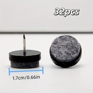 32pcs Furniture Felt Pads Round Heavy Duty Nail-in Slider Glide Pads Floor Protectors For Wooden Fur