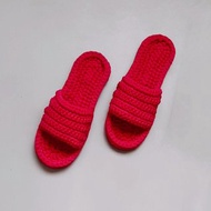 亮粉色手工拖鞋女露趾涼鞋防滑平底鞋室內