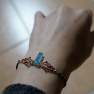 | MC | 天然海藍寶柱橄欖石 蠟線編織手環 手鏈