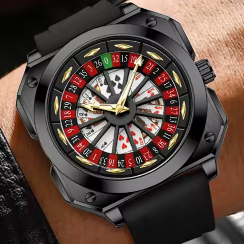 High Quality Roulette Casino Loading Quartz Watch Mens Original Brand Sports Style Silicone Night Li