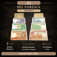 1Set4pcs (i) 20-50% Mix Foreign Set Malaya King George VI 10Cents, Malaysia S6 S7 RM1, 5, 10 Duit La