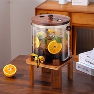 High Temperature Resistant Wine Glass Bottle With Faucet, Glass Tea Cold Kettle, Fruit Tea Bucket, C