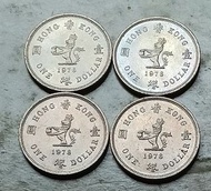 香港1978年1元硬幣共4枚極美品EF（實物如圖，有大面積原光）