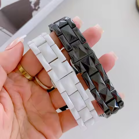 Ceramic Watchband For Huawei GT 3/GT2/GT 2 Pro Diamond Ceramic Fashion Watch Chain For Samsung Galax
