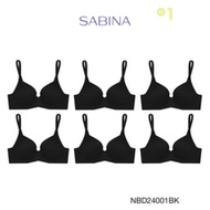 ( Set 6 ชิ้น ) Sabina Perfect Bra Level 1 เสื้อชั้นใน ไร้ตะเข็บ  มีโครง รหัส NBD24001BK - สีดำ