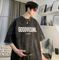 ONE - 水洗做舊T恤（水洗黑M-5XL）（下單后聯繫客服確認發貨尺碼）#F326001471