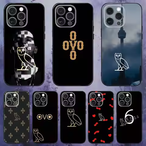D-Drake O-OvO OWL Phone Case For iPhone 17,16,15,14,13,12,Pro,Max,Plus,E,SE4,Air,Mini Black Soft Box