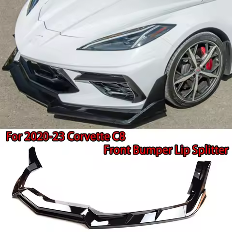 For 2020-2023 Corvette C8 Z51 STG 3 Winglet Front Bumper Lip Splitter Carbon Fiber Look Matte Black 