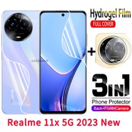 Realme ฟิล์มไฮโดรเจลปกป้องคลุมทั้งหมดด้านหน้าและด้านหลัง5ก. 2023 Realme11 11X สำหรับ Realme 11X ขนาด11X4ก. 5ก. กล้องมองหลังฟิล์มป้องกันไม่กระจกเทมเปอร์