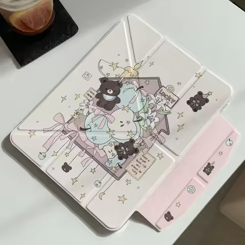Bear House Star Tablet Case For iPad Pro 11 12.9 13 A16 M2 M4 M3 M5 Shell 8.3 9.7 10.2 5/6/7/8/9/10/
