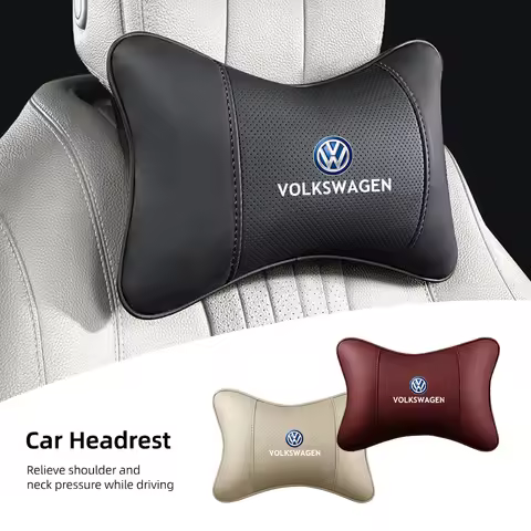 1Pcs Car Seat Headrest Auto Logo Neck Head Pillow Tools For VW R Line GTI Atlas Jetta Touareg Varian
