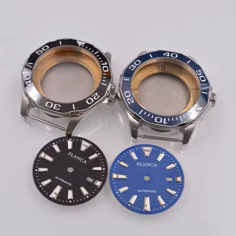 44mm Sapphire Glass Case fit ETA 2836 Miyota 8205 8215 ST1612 DG2813 ceramics Bezel Watch Case