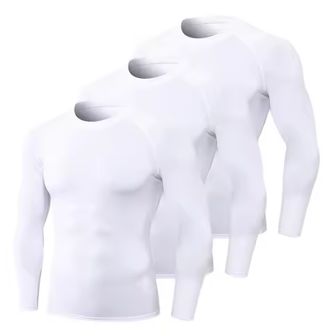 1/3Pcs Men‘s Tight Running T-shirts Spring Autumn O-neck Long Sleeve Gym T Shirt Quick Dry Sports Cl