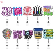 Acrylic Glitter Easy Pull Button Clip Crocodile Clip Cute Nurse Badge Reels Retractable with Alligat