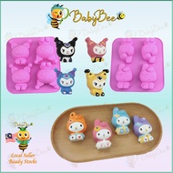 Sanrio Silicone Mold Kuromi My Melody Cinnamoroll Hello Kitty Jelly Cake Mould Acuan Kek Cupcake Dec