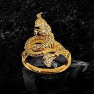 แหวนพญานาค ฝังเพชร ตัวเรือนหุ้มทองแท้ 100% 24K พรเก้าประการ นำโชค เสริมดวง