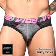 กางเกงในชาย Andrew Christian Underwear Vibe Sports Mesh Brief - Black/Grey/Purple by TonyJocks ทรงบรีฟ สีน้ำเงิน โลโก้ม่วงแดง ผ้าตาข่าย ออกกำลังกาย กกนผช กกนผู้ชาย กางเกงในผช กางเกงชั้นในผช เซ็กซี่