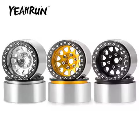 YEAHRUN 4Pcs 1.9 inch Metal Alloy Beadlock Wheel Rims Hubs for Axial SCX10 90046 TRX-4 1/10 RC Crawl