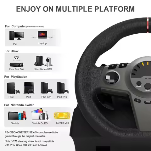 Gaming Racing Wheel with Pedal and Shifter 270 Degree Racing Steering Wheel Simracing PC Steering Wh