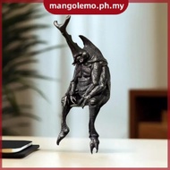 [MANGO] Antique Brass Realistic Beetle Sculpture Dual Horned Beetle Figurine With Intricate Detailin