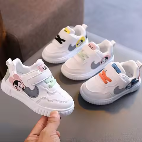 Disney Mickey Mouse Toddler Baby Soft Sole Walking Shoes Kid's Cute Casual Shoes 0-2 Years Baby Fash