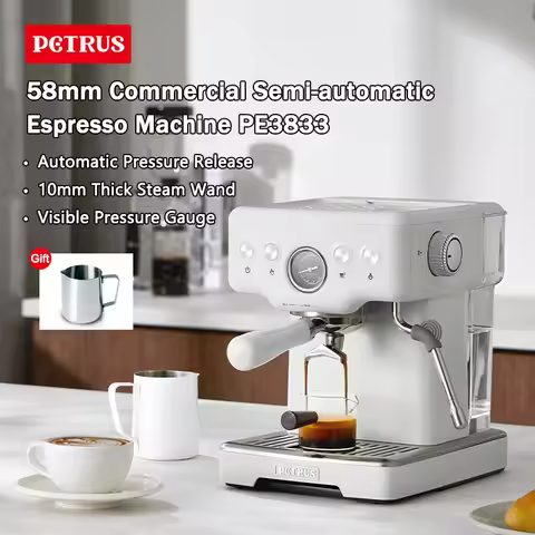 Petrus Espresso Coffee Machine Stainless Steel Coffee Maker With 58MM Portafilter Commercial Steam W