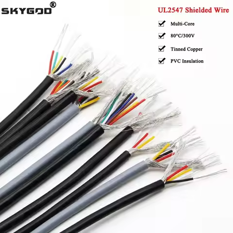 2/5/10M UL2547 Shielded Wire 28 26 24 22 20 18 AWG Channel Audio 2 3 4 5 6 7 8 Cores Headphone Contr