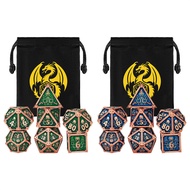 7-Piece Metal Dice Set DND Cthulhu Octopus Polyhedral Dice for Dungeons Dragons RPG Games