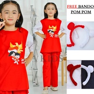 MERAH FREE POM POMBANDO set 17 August girls Latest red and white boys' August 2025 children aged 2 -