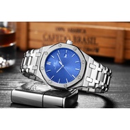 Automatic Mechanical Oak Style Steel Band Calendar Luminous Men's Watch