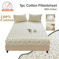 Dansunreve 100% Cotton Fitted Bedsheet 1200TC Floral Fitted Bedsheet Pure Cotton Soft Bedsheet Singl