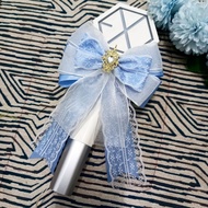 Blue lightstick bow with strap decorated with lightstick treasure, seventeen, aespa, riize