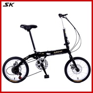 Sanhm 16inch Foldable Bicycle Children's Folding Bicycle Adult Foldable Bike Variable Speed Road Bike Mountain Bike