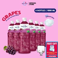 Mogu Mogu Grape Nata de Coco Juice Drink 1000ml x 6 bottles