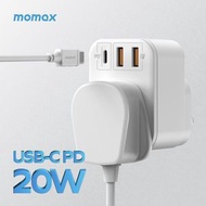 MOMAX - PD20W 3+1 快充萬能插蘇 (2年保養) 2A1C | ONEPLUG 快速充電 防雷拖板 排插 電源插座 插頭 USB充電 充電器 (US10) 白色