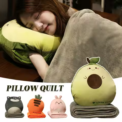 Cartoon Office Pillow Quilt 2 In 1 Car Cushion Multi-Function Blanket Cushion Decor Nap Blanket for 