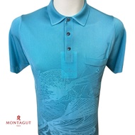 Montagut Men's Short-Sleeve Polo T-Shirt in Fil Lumiere With Pattern 100% Polyamide Made in Portugal