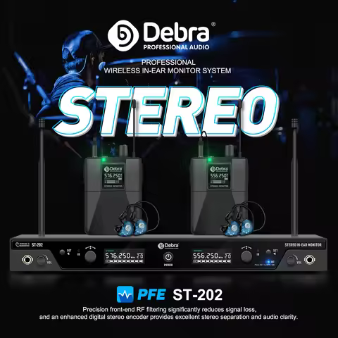 Debra Stereo IEM ST-202 Professional Wireless In-Ear Monitor System with Bluetooth for Drummers Stud