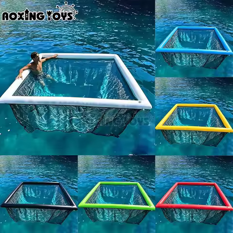 3x4M Outdoor Giant Safe Yacht Swimming Pool, Inflatable PVC Sea Pool With Full Netting Barrier, Port