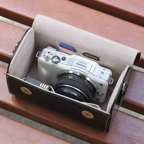 Adjustable Strap Camera Case Leather Portable Photography Pouch for Nikon J1/Leica D-LUX/Canon G5X/F