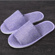 KF - 【兩對-紫色】一次性亞麻室內便攜拖鞋 純色拖鞋 28.5CM #(KFF)